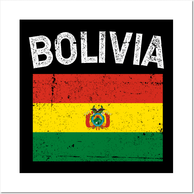 Bandera de Bolivia - Bolivian Flag - White letters design Wall Art by verde